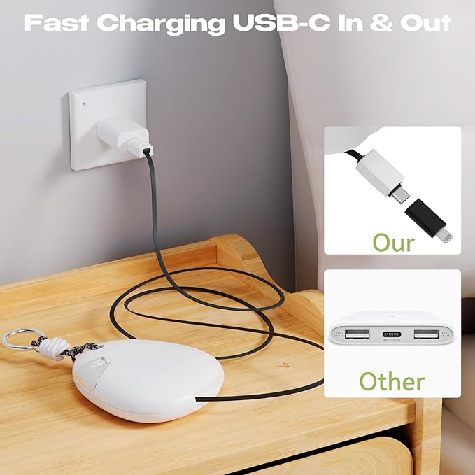 Vivilumens Portable Charger Power Bank 10000 mAh 65CM Fast-Charging Retractable Cable Outdoor Wearable Battery Pack USB-C Lightning for iPhone Smart LED Display for Hiking Camping Backpacking