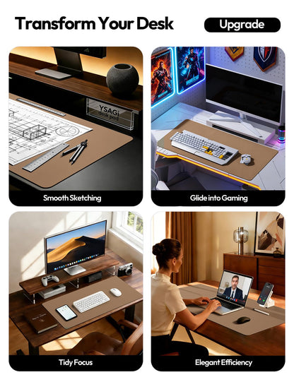 YSAGi Desk Protector&Blotter, Non-Slip Waterproof Leather Mouse Pad