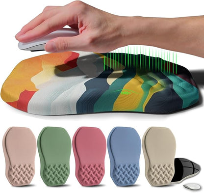 Ergonomic Raised Mouse Pad Wrist Support with Bilateral Slope Memory Foam Mousepad for Wrist Rest and Carpal Tunnel Pain Relief 11.8x7.9〃Colorful Lines