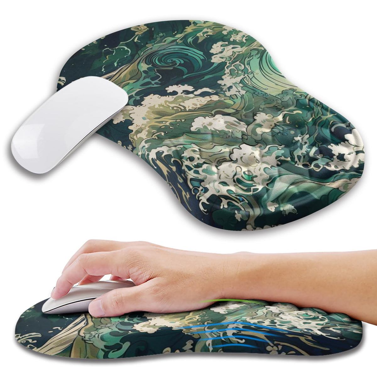 Kuosgm Ergonomic Mouse Pad Wrist Support with Memory Foam Massage Bulge, Carpal Tunnel Pain Relief Mousepad Wrist Rest for Mouse(12x8 inch, Pink Flowers)