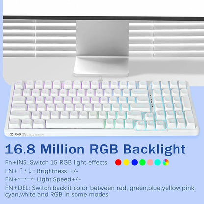 HUO JI E-Yooso Creamy Mechanical Keyboard Wired, Hot Swappable, Pre-lubed Linear Switches, Gasket Structure with Sound Dampening Foam, RGB Backlit, 99 Keys Custom Gaming Keyboard for PC/Mac,White