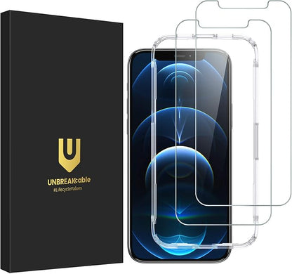 UNBREAKcable Shatterproof Tempered Glass Screen Protector for iPhone 12/12 Pro [2-Pack] [99.99% HD Clear] [Easy Installation Frame] [9H Hardness] [Full Coverage] [Bubble Free] for Apple 6.1''