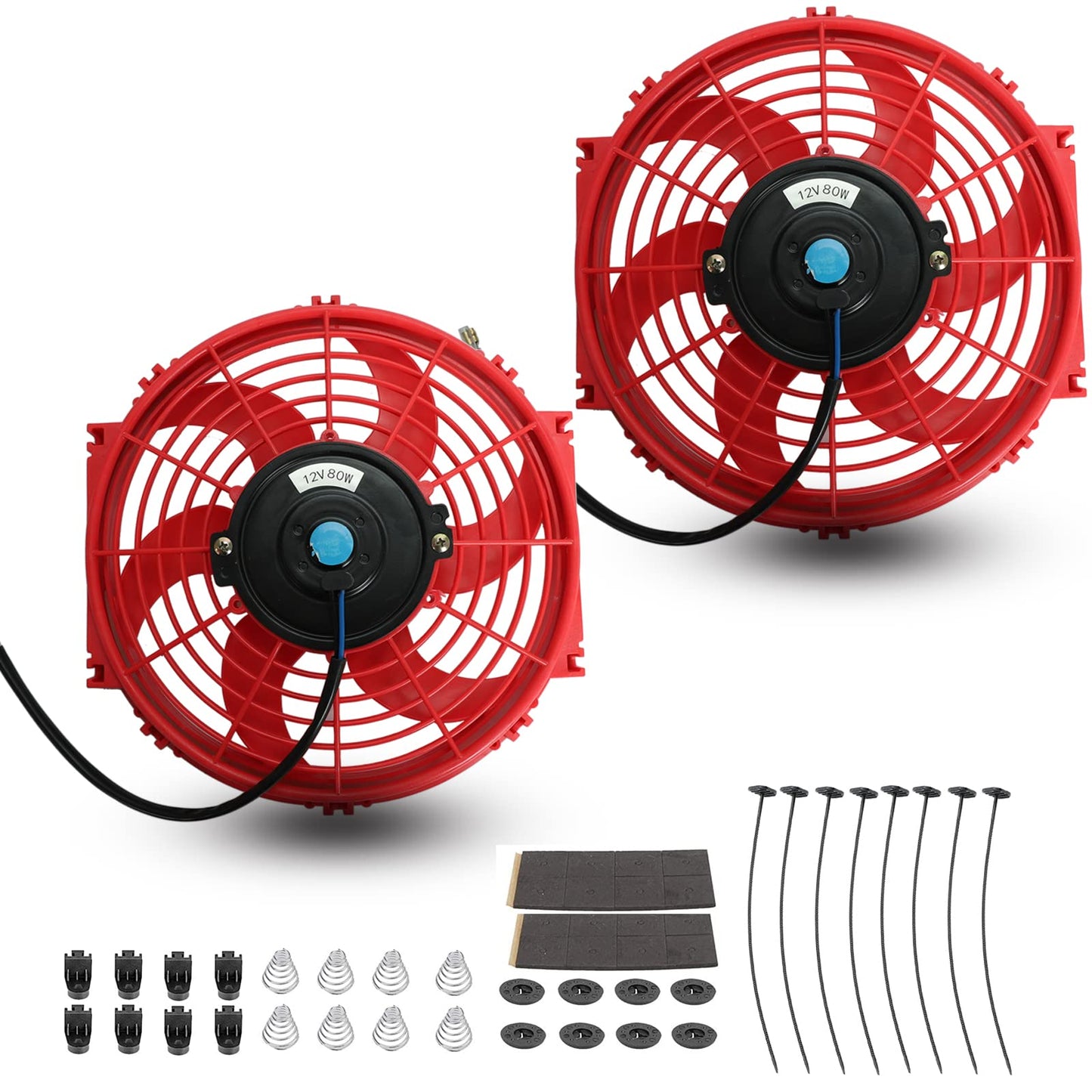 FSBCGT 2PCS 10 inch Slim Fan Push Pull Electric Radiator Cooling Fan