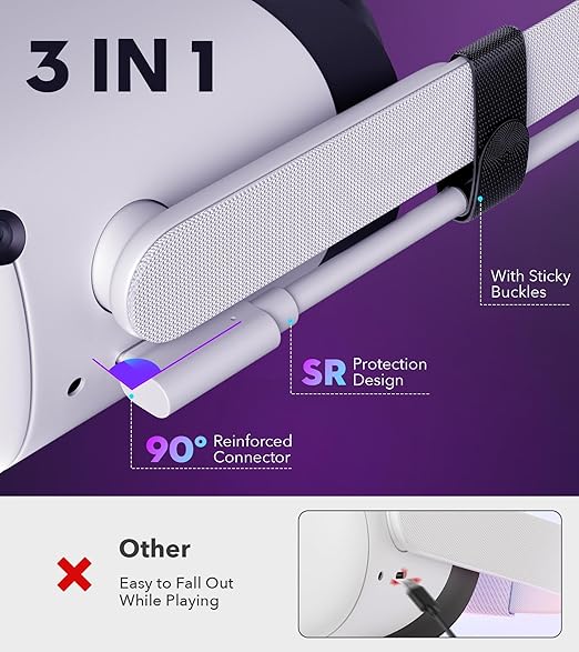 YRXVW Link Cable 10FT Compatible with Meta/Oculus Quest 3S, Quest 3, Quest 2/Pro, PICO 4 Accessories VR Headsets, Charging Cord and High Speed Data Wire, Charging Cable for Steam Gaming PC