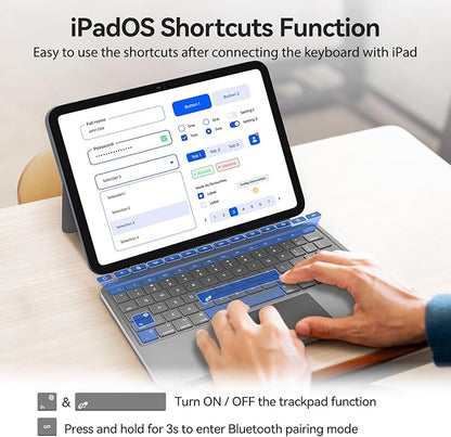 Touch iPad 10th Generation Case with Keyboard (10.9", 2022) & iPad 11th (A16, 2025): Magnetic Split Stand Case, Multi-Touch Trackpad, Rechargeable Wireless Keyboard Folio with Backlit Keys, Gray