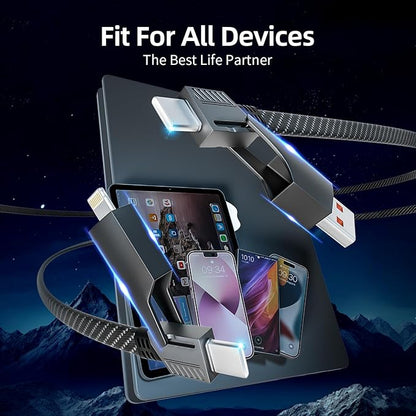 IDISON USB C Cable, 240W MAX 4 in 1 Charging Cord 5FT with E-Mark Chip, Fast Charging USB A/C to C/Lightning Cable for iPhone 16/15/14/13 Series, MacBook/Pad/Android/Tablets and More