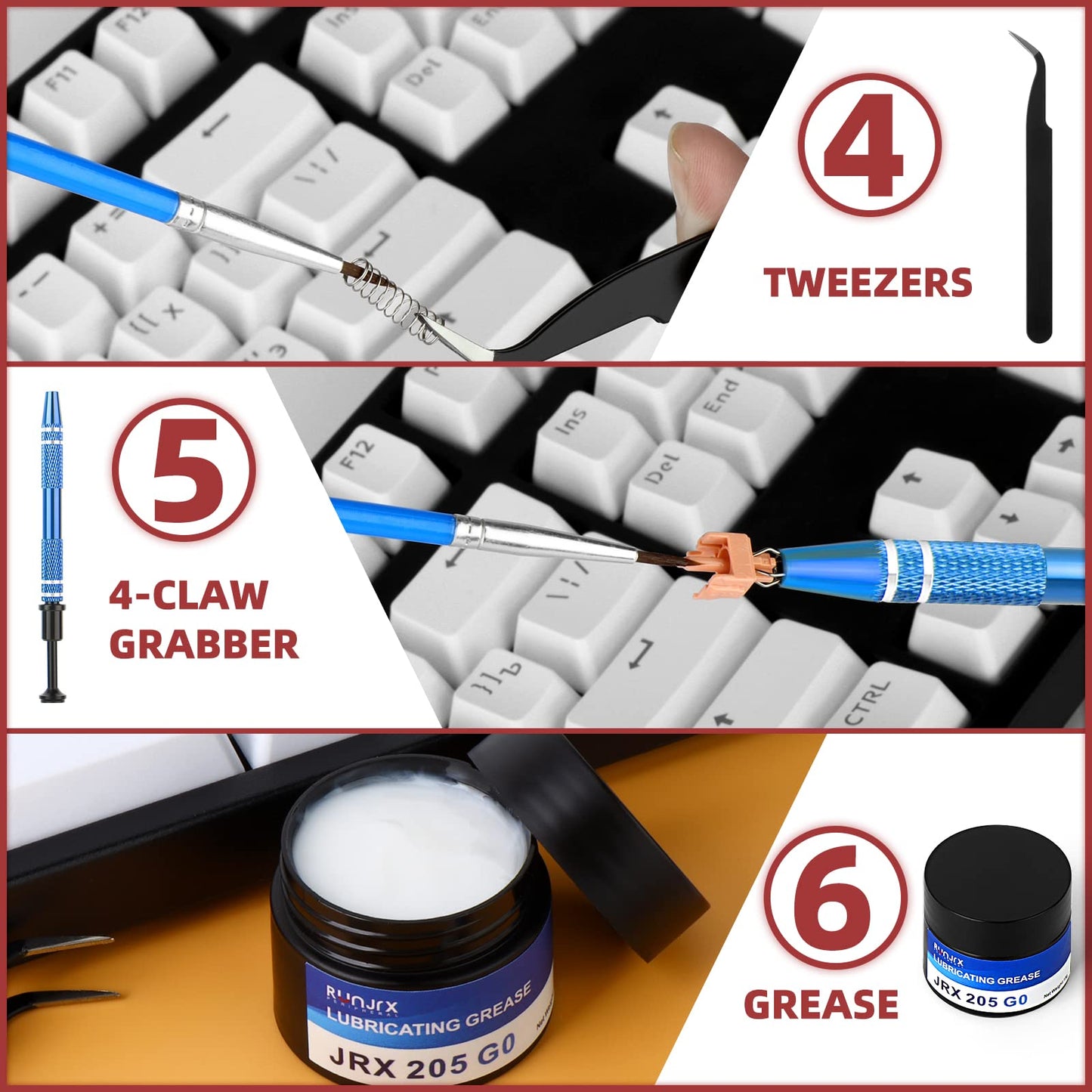 YIMAGUJRX RUNJRX Keyboard Lube Kit JRX 205G0 0.53oz/15g for Mechanical Keyboard Lube, Switch Opener for MX Kailh,Keyboard Tools with Keycap Puller