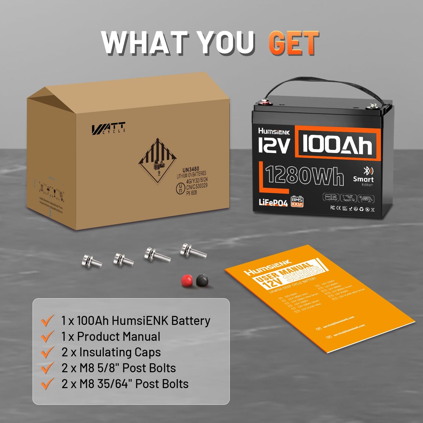 HumsiENK 12V 150Ah LiFePO4 Lithium Battery 4 Pack- BCI Group 31 with Bluetooth | Built-in 110A BMS & Low-Temp Protection | 15000+ Deep Cycles for Solar RV Marine Off-Grid