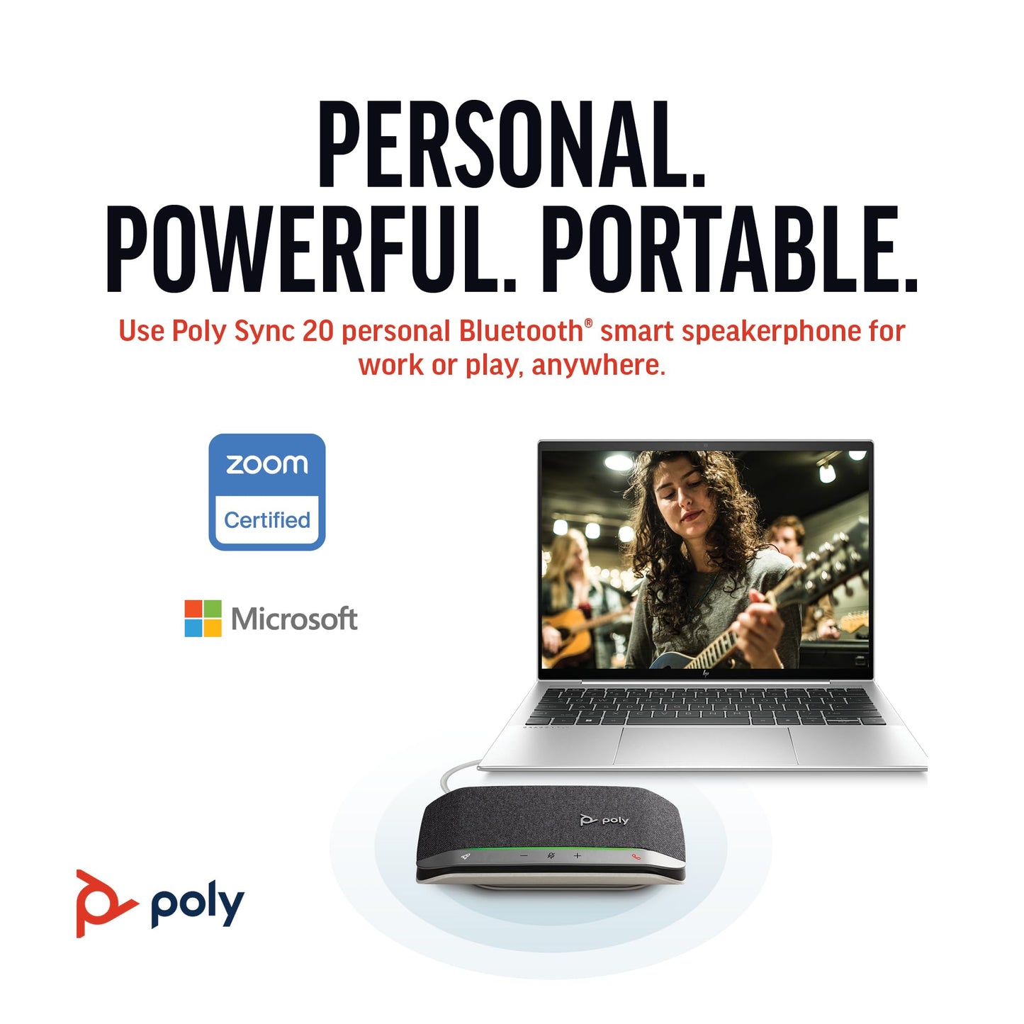 Poly Sync 20 USB-C Personal Portable Smart Speakerphone (Plantronics) – Noise/Echo Reduction -Works w/Teams, Zoom, PC, Mac, Mobile – Amazon Exclusive