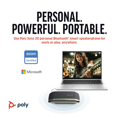 Poly Sync 20 USB-C Personal Portable Smart Speakerphone (Plantronics) – Noise/Echo Reduction -Works w/Teams, Zoom, PC, Mac, Mobile – Amazon Exclusive
