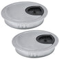 2 Pcs Desk Grommet 3-1/8" / 80 mm, Desk Cord Hole Cover, Cable Grommet Metal Zinc Alloy Materilal, Desk Hole Grommet for Home & Office Pc, Detachable Cable Cord Organizer-Matte Silver