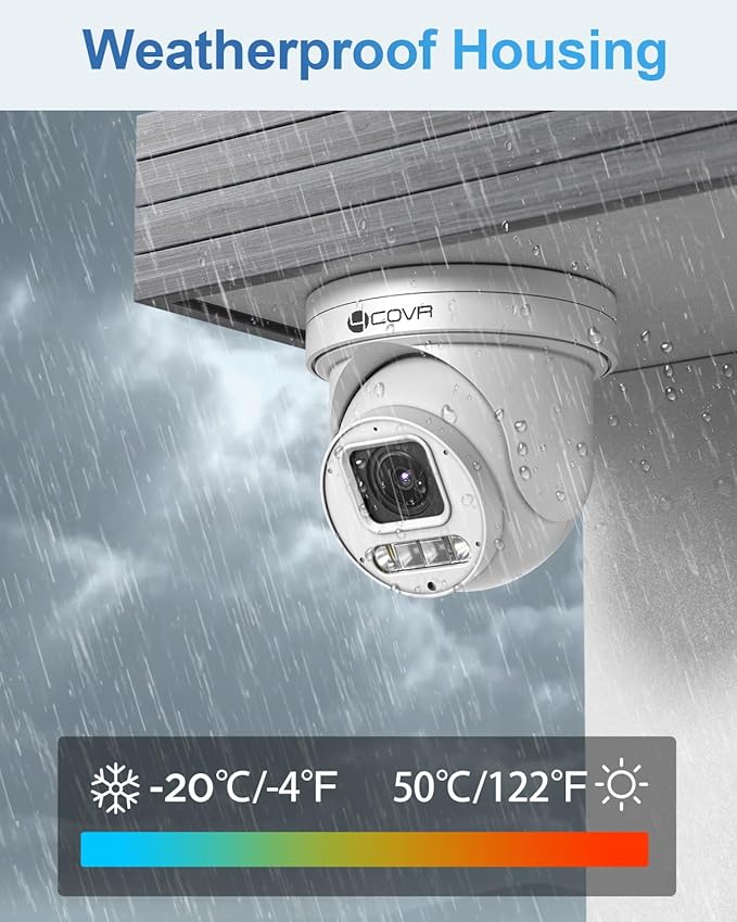 4COVR 16 Channel PoE PTZ Security Camera System 4K, 12X 5MP IP PTZ Camera Two Way Audio, 280ｰ Pan 90ｰ Tilt 5X Optical Zoom, Smart Color Night Vision, Human Vehicle Detection, NVR 4TB HDD, LY5XCP8M1612