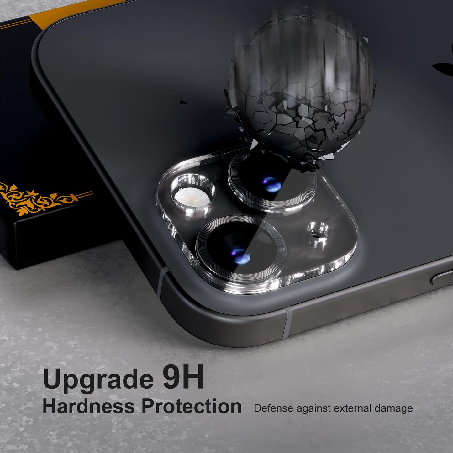 beuxece for 6 Pack iPhone 15 / iPhone 15 Plus Camera Lens Protector [Drop Protection] [Case Friendly] [Easy Installation] 9H Tempered Glass Camera Screen Protector Cover Accessories, CD Black