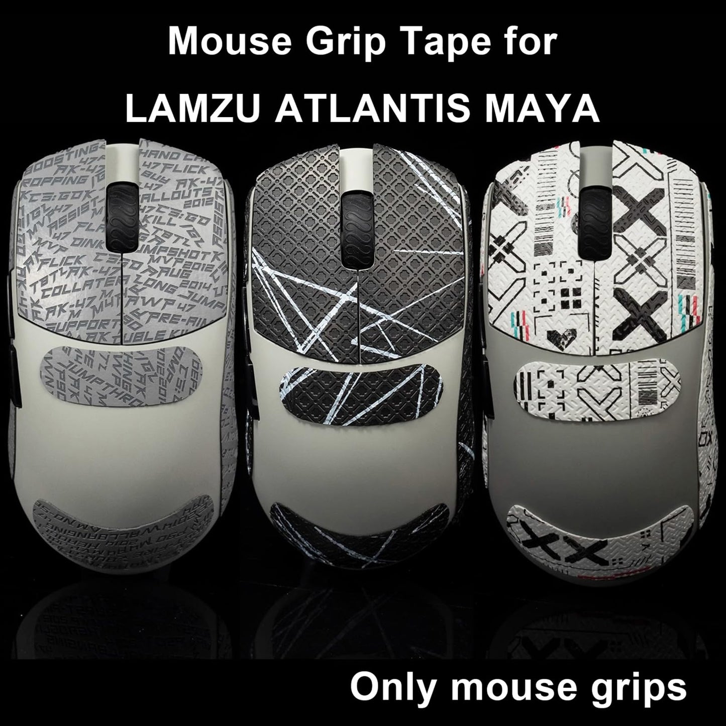 Hokeyio Grip Tape for Lamzu Atlantis Maya - Anti-Slip,Enhanced Control, Sweat Resistance,Improves FPS Gaming Grip & Mouse Protection [Pre-Cut] EVA White 0.5mm
