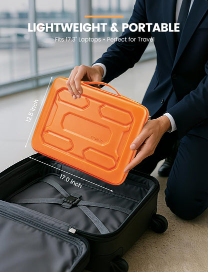 DOMISO 17 inch Laptop Sleeve with Handle Shockproof Waterproof EVA Protective Case for 17.3" ZBook Fury 17.3 G8/MSI GS73VR Stealth Pro/HP Envy 17/LG Gram 17"/ROG Strix GL702VS, Orange