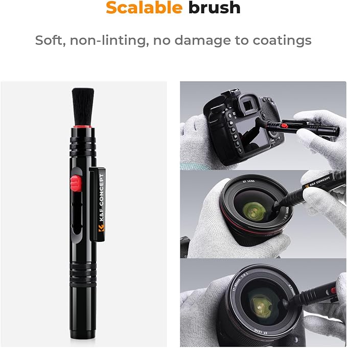 K&F CONCEPT Professional Lens Cleaning Pen*3 with Soft Brush, Carbon Head Lens Cleaning Pen Compatible with Canon, Nikon, Pentax, Sony Digital Camera Cleaning,AR VR Glasses Cleaning