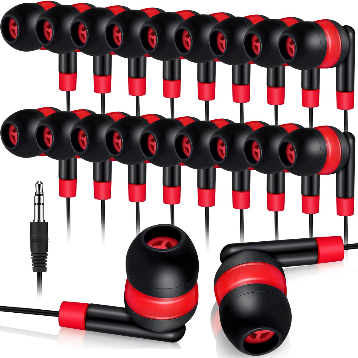 Kanayu 100 Pack Wired Earbuds Bulk for Classroom, No Mic 3.5mm, Yellow