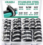 68PCS Cable Clamps Assortment Kit,7 Sizes Stainless Steel Rubber Coated Cushioned Insulated Cable Clamps-Metal Wire Clamps,Pipe Clamps for Tube,Lines