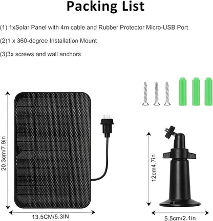 6W Solar Panel Charger for Blink Outdoor/Outdoor(3rd Gen)/XT XT2 Camera Solar Panel with 13.1ft Waterproof Charging Cable, Waterproof Rubber Plug, 360°Adjustable (for Blink 3-1PC)
