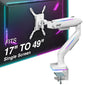 AVLT RGB Gaming Single Monitor Arm Desk Mount for 17-49" Screens - White