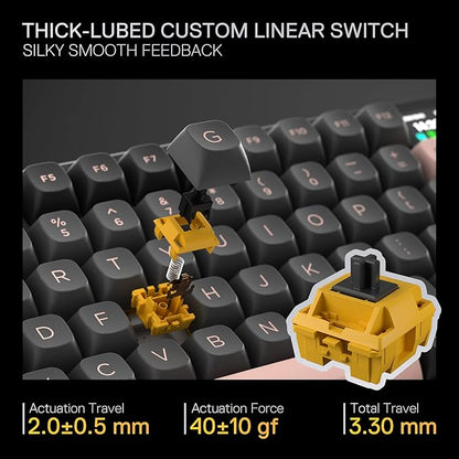 Redragon K720 Wireless CNC Gasket Gaming Keyboard w/Hype Screen & Knob, 81 Keys Mechanical Keyboard, Smart 1.14’’ TFT Info Display, 5-Layer Noise Dampening, Custom Linear Switch, Dawn Sakura Color