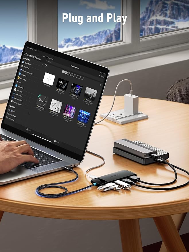 10Gbps USB C Hub, 4 Ports USB 3.2 Splitter for Laptop, USB C to USB Multiport Adapter w/Charging Port, for MacBook Pro/Air, iMac, Surface Pro, Dell, HP, iPad, Samsung, Etc., 0.65ft Cable