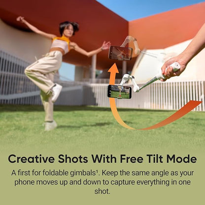 Insta360 Flow 2 Pro White - Foldable AI Phone Gimbal, Track in 200+ Apps with Apple DockKit, Multi-Person Tracking, 360º Pan Tracking, Built-in Tripod/Selfie Stick, iPhone/Android Portable Stabilizer