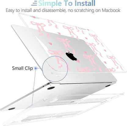 MEEgoodo Case for M4/M3/M2 MacBook Air 13.6 inch Case 2025 2024 2022, Fit Model A3240/A3113/A2681, Laptop Hard Shell with Keyboard Cover Compatible with MacBook Air 13 inch, Trendy Bow & Hearts