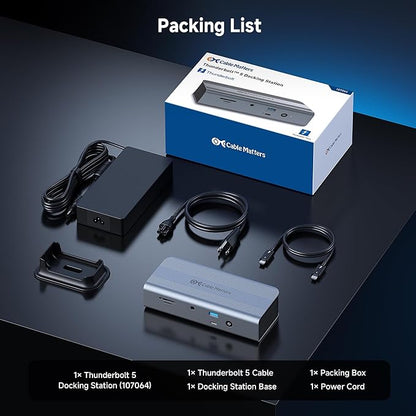 Cable Matters [Intel Certified] 11-in-1 Thunderbolt 5 Dock with Thunderbolt Share, 3X Thunderbolt 5 Ports, 2.5GbE, 3X USB 3.2 Ports, up to Triple 4K@144Hz on Windows 11, Dual 6K@60Hz on macOS, 140W PD