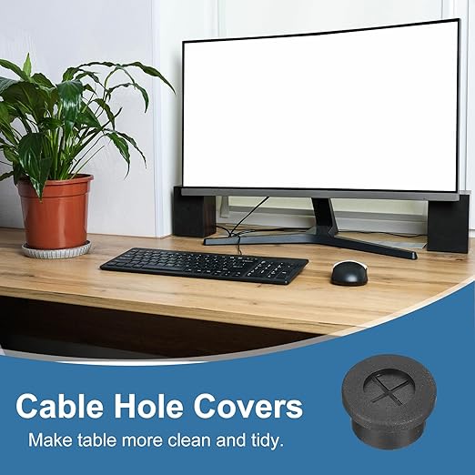uxcell 4Pcs Cable Cord Grommet, 5/8"(16mm) Rubber Desk Grommets Wire Pass Through Hole Cover with Marked Cable Ties for Home Office Cable Wire Protection, Black