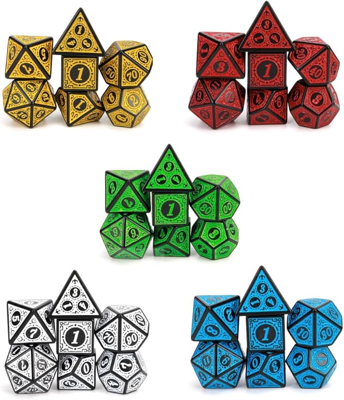 DND Dice Set 35 Pcs Polyhedral Dungeons and Dragons Rolling Dice for D&D RPG MTG Table Games Dice Bulk with Colorful Drawstring Bags and Dice Tray (Retro)