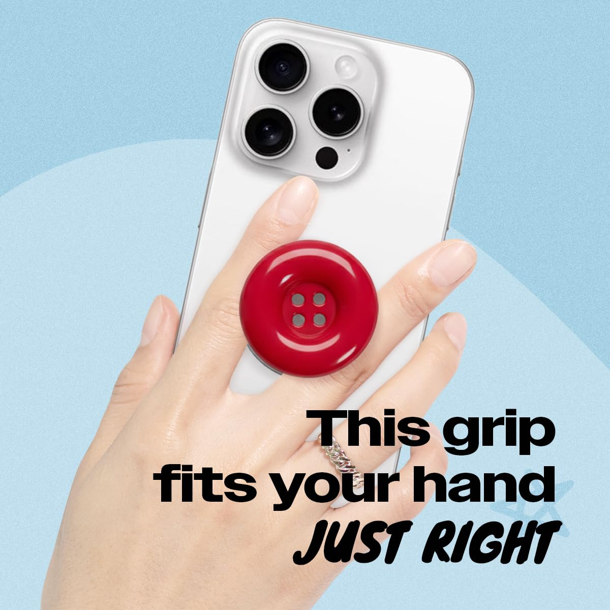 Solid Color Button Phone Grip – Minimalist Design, Durable and Lightweight, Grip and Stand for Smartphones (Red, Adhesive Type)