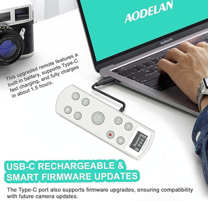 Remote Control for Sony Camera,USB-C Rechargeable Wireless Shutter Release with OLED Screen for ZV-1, ZV-E10,ZV-1F, A6100, A6400, A6700,A7IV,RX100 VII,A9,A9 II,Replace RMT-P1BT (White)