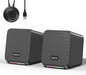 Computer Speakers,with 7 Colorful RGB Lights, Headphone Jack, Enhanced Bass and Volume Control, PC Speakers USB Powered Gaming Speakers for Laptop Monitor PC Tablet Phone