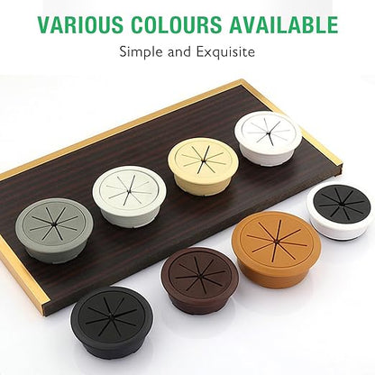 5 Pcs Desk Grommet 2" / 50 mm, Desk Hole Cover for Cables Brown, Cable Grommet ABS Plastic, Desk Hole Grommet for Home & Office Pc, Detachable Cable Cord Organizer