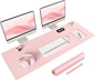 YSAGi Non-Slip Leather Desk Pad Long Size, Waterproof Laptop Computer Desk Keyboard Mat, Table Protector Blotter Mat, Large Mouse Pad for Office/Work/Home/Decor(Pink, 47" x 17")