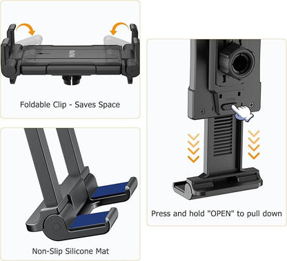 OHLPRO Tablet Wall Mount Holder 360° Rotating Adjustable Universal iPad Stand for Kitchen Office Warehouse Home, Compatible with 5"-13" Phone Tablets Galaxy Tabs Kindle Fire HD e-Reader Devices