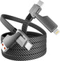 4 in 1 Charging Cable Fast Charging 65W, USB C Cable 4-in-1 USB Multi Charging Cable with E-Mark Chip, Multiple iPhone Charger Cord for iPhone 16/15/14/13 Series/Pad/Android/Tablets and More(4FT)