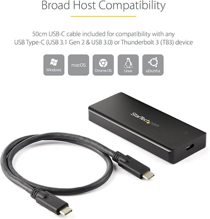 StarTech.com USB-C 10Gbps M.2 NVMe PCIe SSD Enclosure - Rugged Aluminum External M.2 PCIe M-Key Case IP67 Rated - 1GB/s Read/Write - Supports 2230/2242/2260/2280 - TB3 Compatible - Mac/PC, TAA