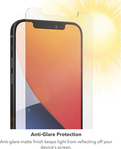 ZAGG InvisibleShield Glass Elite Anti-Glare Plus - Blocks Glare from your device - Made for iPhone 12 Mini, Clear, 200106676