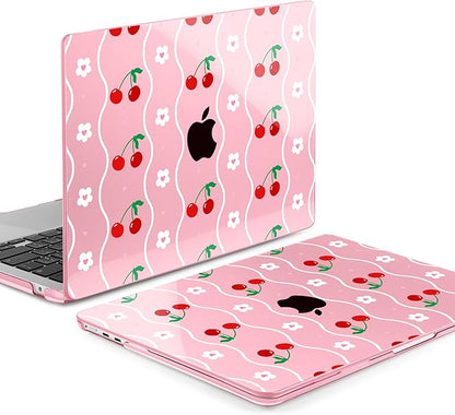 MEEgoodo Case for M4/M3/M2 MacBook Air 13.6 inch Case 2025 2024 2022, Fit Model A3240/A3113/A2681, Laptop Hard Shell with Keyboard Cover Compatible with MacBook Air 13 inch, Sweet Cherries