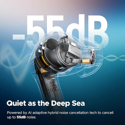 SoundPEATS Air5 Pro Adaptive Hybrid Noise Cancelling Wireless Earbuds, Qualcomm Snapdragon Sound, aptX™ Lossless, LDAC LE Hi-Res Audio, 6 Mics AI CVC 8.0 Call, 37H Playtime, IPX5 Waterproof, BT 5.4