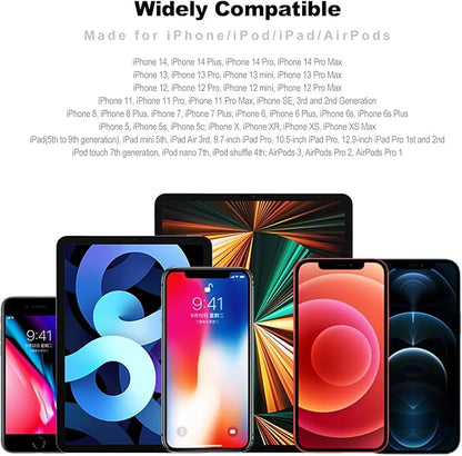 3FT Lightning Cable 3Pack MFi Certified iPhone Charger Cable USB Apple Charging Cord Compatible with iPhone 14/13/12/11/X/XS/XR/XS Max/8/7/6/5S/SE/iPad Pro/Mini/Air