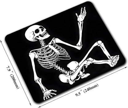 Cool Funny Skull Custom Mouse Pad with Non-Slip Rubber, Small Square Design for Wireless Laptop & Computer Mouse Pads for Desk, 9.5 x 7.9 inch Smooth Surface for Gaming & Office
