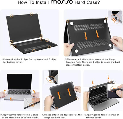 MOSISO Compatible with MacBook Air 13 inch Case 2025 2024 2023 2022 M4 A3240 M3 A3113 M2 A2681, Hard Shell&Sleeve Bag&Keyboard Skin&Webcam Cover&Screen Film for MacBook Air 13.6 inch, Chartreuse