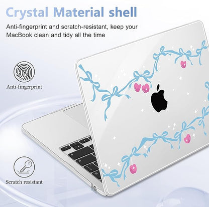 Case for MacBook Air 15 Inch 2025 2024 2023 Release M4 A3241 M3 A3114 M2 A2941, Hard Shell with Screen Protector & Keyboard Cover, Compatible with Touch ID, Cherry Bow