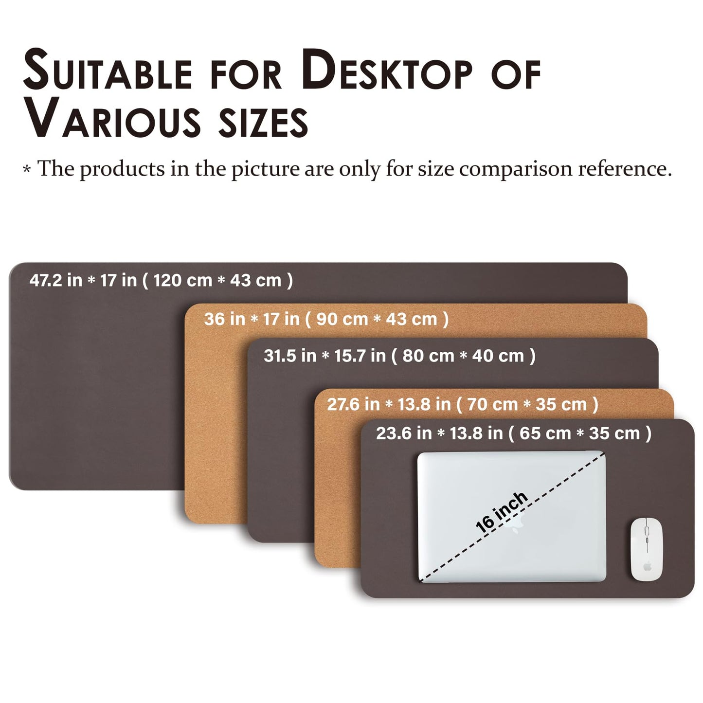 Cork Desk Mat - Dual-Sided Desk Pad for Office and Home - Desk Organization and Accessories - Ideal for Large Mouse Pad and Desk Mats on Top of Desks(Coffee,31.5"x 15.7")