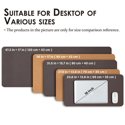 Cork Desk Mat - Dual-Sided Desk Pad for Office and Home - Desk Organization and Accessories - Ideal for Large Mouse Pad and Desk Mats on Top of Desks(Coffee,31.5"x 15.7")