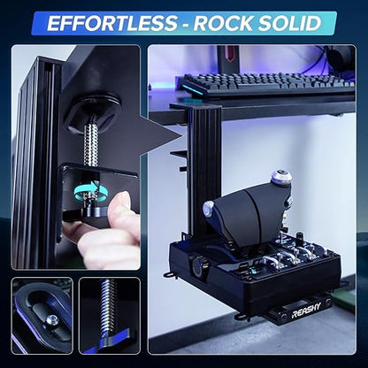 Reashy Hotas Mount, Joystick Mount, Aluminum Flight Stick Desk Mount for Logitech X56, X52, X52 Pro, Thrustmaster T.1600M, TCA, T.Flight Hotas One, 4, X, Airbus, VKB Gladiator Nxt (Black)