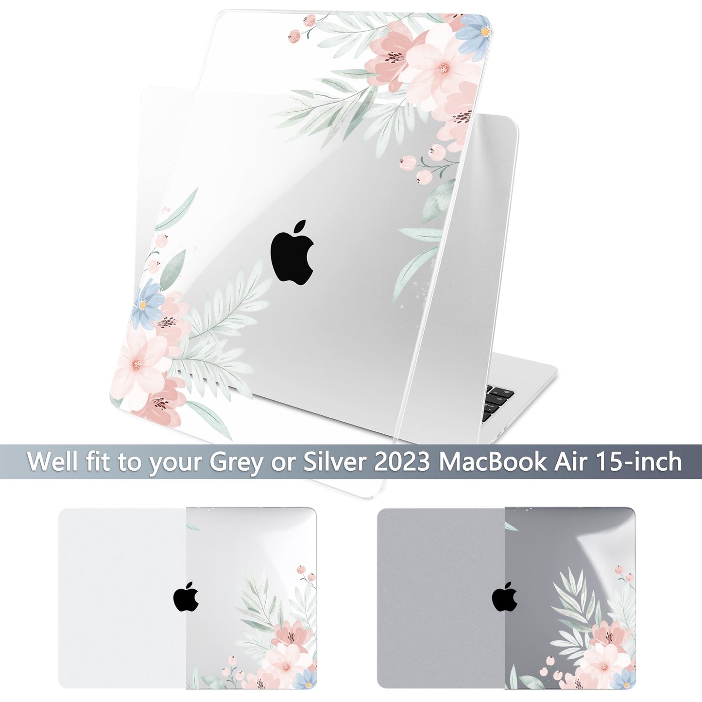 Batianda Case for MacBook Air 15" with M5 M4 M3 M2 Chip, Pastel Floral